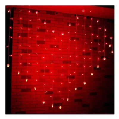 (Red) 2x1m LED Heart Shape Light String 220V Curtain Light Home Decor for Festival Christmas