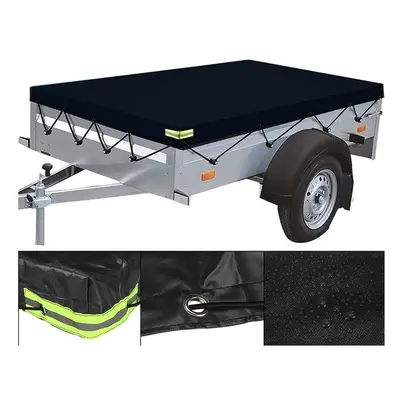 (170x110x8cm) 600D Trailer Cover 150-170cm Heavy Duty PVC Waterproof Windproof Dust Protector Wi