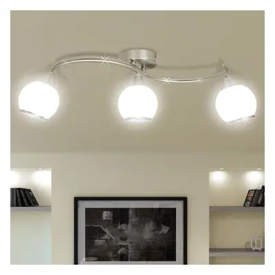 vidaXL Ceiling Lamp with Glass Shades on Waving Rail E14 Bulb Pendant Light