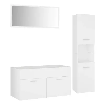 vidaXL Bathroom Furniture Set White Engineered Wood Mirror Storage Cabinet