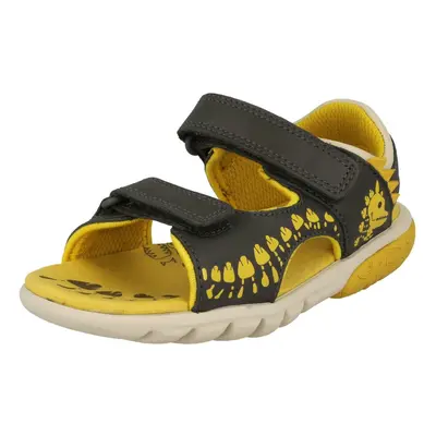 (Grey, UK 10.5 Child) Childrens Clarks Hook And Loop Sandals Rocco Tide K - G Fit