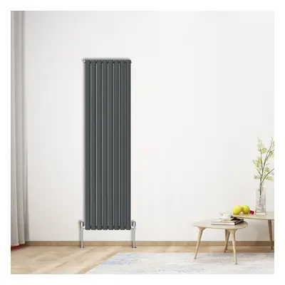 (Vertical 1800x472mm - Double) NRG Oval Column Designer Radiator Bathroom Central Heating Anthra