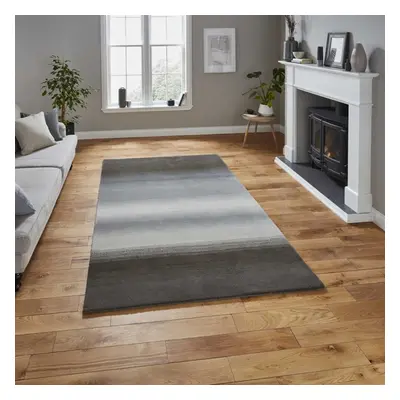 (120x170cm) Modern Elements EL2267 Stripe Hand Made Wool Rugs in Grey Abstract Soft Mats