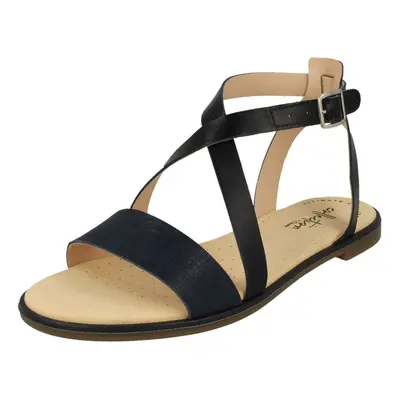 (UK 7, Navy (Blue)) Ladies Clarks Ultimate Comfort Collection Strappy Sandals Bay Rosie - D Fit