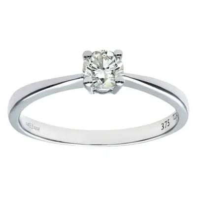 (K) Jewelco London 9ct White Gold Engagement Ring, IJ/I Certified Diamond, Round Brilliant, 0.33