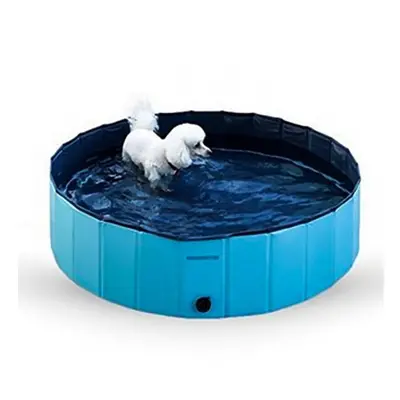 (Blue) Foldable Dog Pool Pet Bath Inflatable Swimming Tub Collapsible Bathing Pool for Dogs Cats