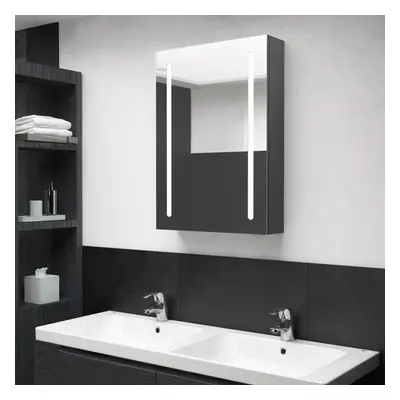 vidaXL LED Bathroom Mirror Grey Medicine Cabinet Furniture Mirror Vanity Unit