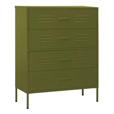 vidaXL Chest of Drawers Olive Green Steel Home Storage Side Cabinet Sideboard