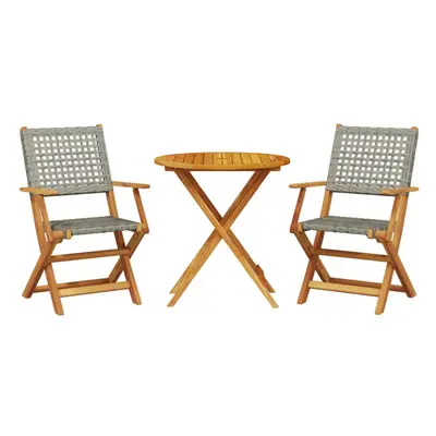 (grey, x cm) vidaXL Bistro Set Piece Outdoor Bar Set Black Poly Rattan and Solid Wood