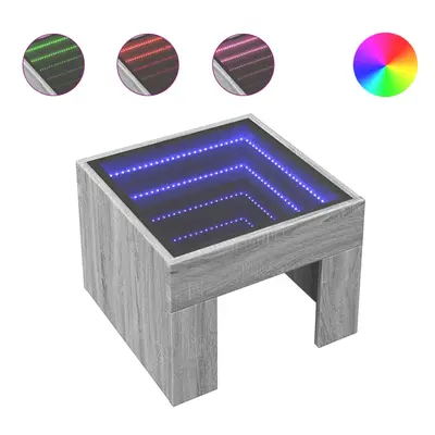 (grey sonoma, x x cm) vidaXL Coffee Table with Infinity LED Hall Tea End Table Side Table Sonoma