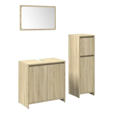 vidaXL Bathroom Furniture Set Piece Sink Cabinet Sonoma Oak Engineered Wood