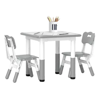 AIYAPLAY Pcs Height Adjustable Kids Table and Chair Set for Playroom - Grey