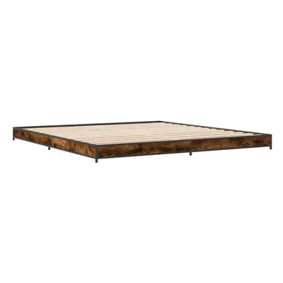 (smoked oak, x cm) vidaXL Bed Frame Bed Base Sonoma Oak 160x200 cm Engineered Wood and Metal