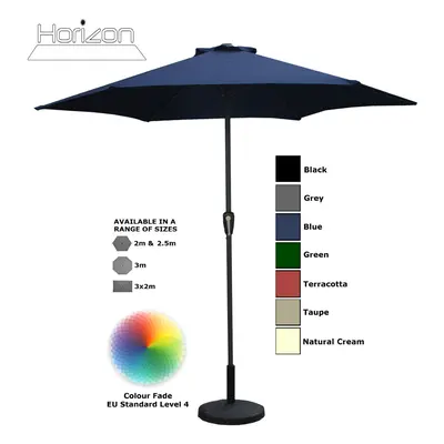 (2m, Blue) Parasol Aluminium Crank Full & Half Shade Umbrella