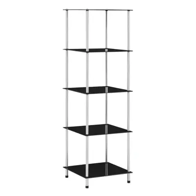 vidaXL 5-Tier Shelf Black Tempered Glass Storage Display Cabinet Showcase Unit