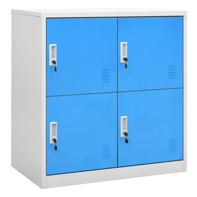 vidaXL Locker Cabinet Light Grey and Blue Steel Wardrobe School Office Locker