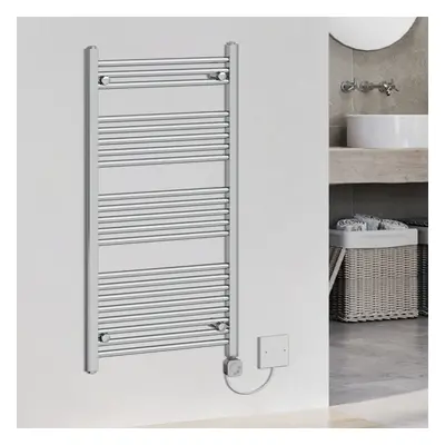 (1150x600mm, Chrome) WarmeHaus Electric Heated Towel Rail Straight Thermostatic Bathroom Towel R