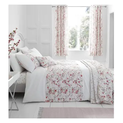 Catherine Lansfield Jasmine Floral White Double Duvet Cover Set Reversible Bedding