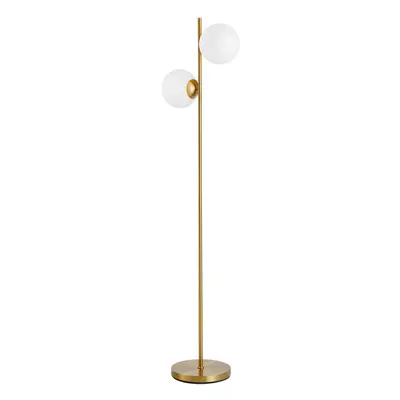 HOMCOM Glass Shade Floor Lamp Metal Pole Modern Decorative Floor Switch Gold