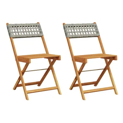 (grey, pcs) vidaXL Bistro Chairs Outdoor Dining Chair Solid Wood Acacia and Poly Rattan