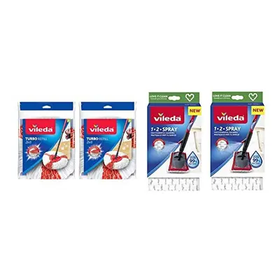 Turbo 2-In-1 Microfibre Mop Refill Red, Pack of & Spray Microfibre Pads Refill, Pack of (also fi