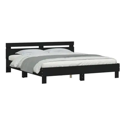 (black, x cm) vidaXL Bed Frame with Headboard Bed Base Mattress Foundation Engineered Wood