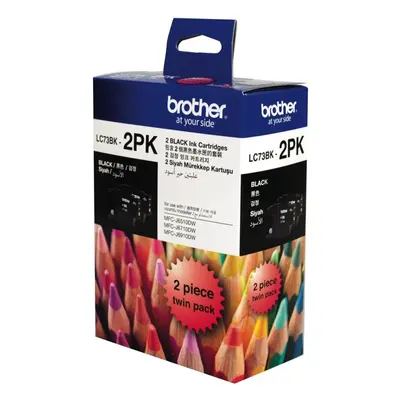 GENUINE Original Brother LC73BK2PK LC-73 BLACK Twin Pack Ink Cartridge Toner