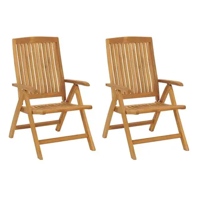 vidaXL 2x Reclining Garden Chair Solid Wood Teak Patio Folding Recliner Chair