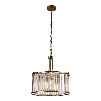 Searchlight Victoria Light Pendant Antique Brass, Clear Crystal