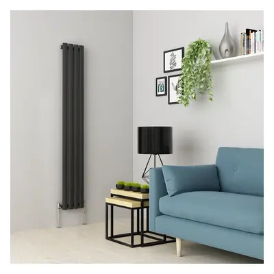 (1600 x 237mm Single, Anthracite) Oval Tube Designer Radiator