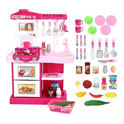 deAO My Little Chef Kitchen Play Set with Accessories for Children, Features Light and Sound for