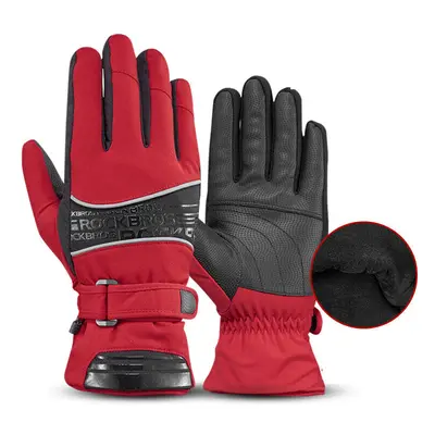 (Black Red, XL) Degree Thermal Ski Gloves Waterproof Snowmobile Snowboard Glove Snow Men Female 