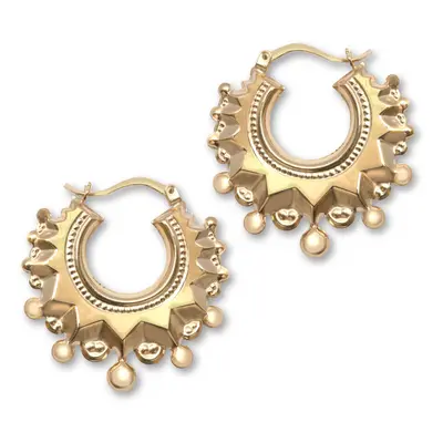 Jewelco London Ladies 9ct Yellow Gold Round Chandelier Spikey Creole Earrings 28mm - JER776