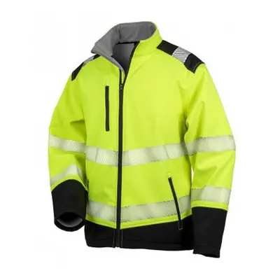 (3XL, Fluorescent Yellow/Black) Result Adults Unisex Safe-Guard Ripstop Safety Soft Shell Jacket