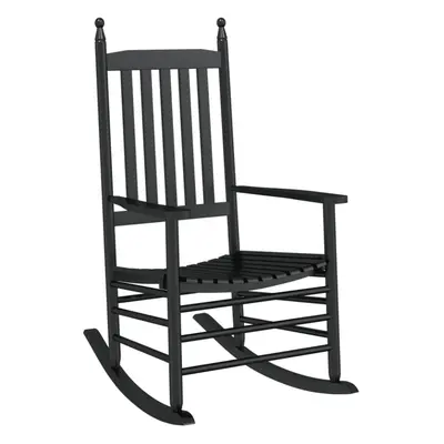 vidaXL Rocking Chair with Curved Seat Outdoor Armchair Black Solid Wood Poplar