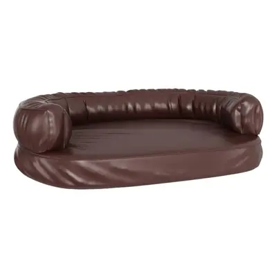 vidaXL Ergonomic Foam Dog Bed Brown Faux Leather Dog Pet Sofa Basket Couch