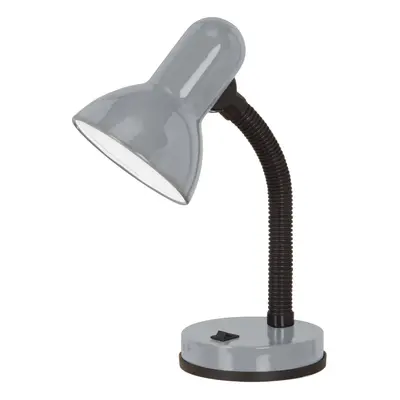 Table Lamp Colour Flexible Silver Shade & Base In Line Switch Bulb E27 1x40W