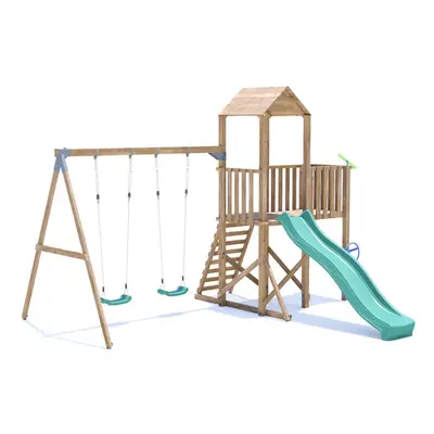 BalconyFort Climbing Frame with Double Swing, HIGH Platform & Slide