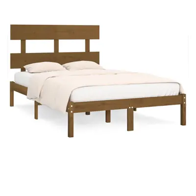 vidaXL Solid Wood Bed Frame Honey Brown 200x200 cm Wooden Bedstead Bed Base