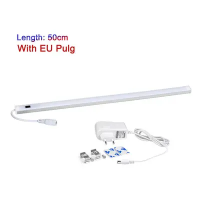 (50cm DC interface+EU Plug, Warm White) LED Cabinet Light Wireless Hand Sweep Closet Lamp Infrar