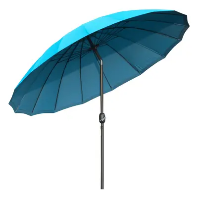 Outsunny 2.5m Round Curved Adjustable Parasol Sun Umbrella Metal Pole Blue