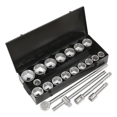 21pc PREMIUM Deep Socket & Ratchet Handle Set - 1" Square Drive Point Metric