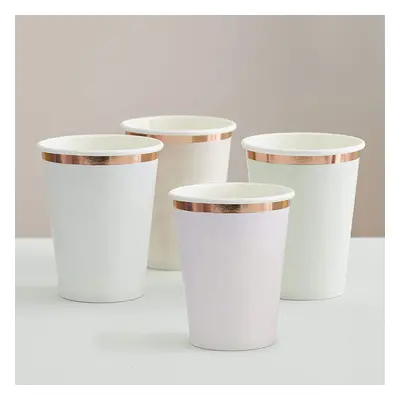 Ginger Ray Pastel Watercolour Printed with Rose Gold Foil Edging Paper Party Cups Pack