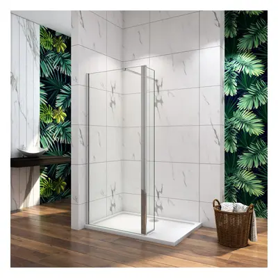 (Shower Screen: 900mm+300mm Flipper Panel;Stone Tray: 1400x700mm) Walk In Wet Room Shower Enclos