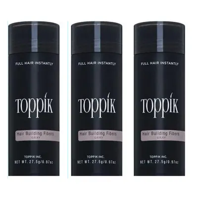 Toppik Hair Building Fibers, Grey, 27.5 g (pack of 3)