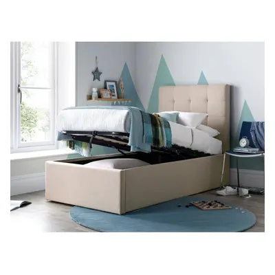 Candice Oatmeal Fabric Ottoman Storage Bed Single