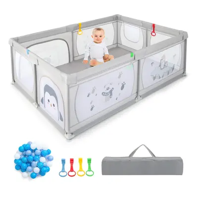 (206Ã147Ã68 cm) Baby Playpen W/ Zipper Door Ocean Balls Storage Bag