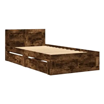 vidaXL Bed Frame with Headboard Smoked Oak 90x190 cm Single Engineered Wood