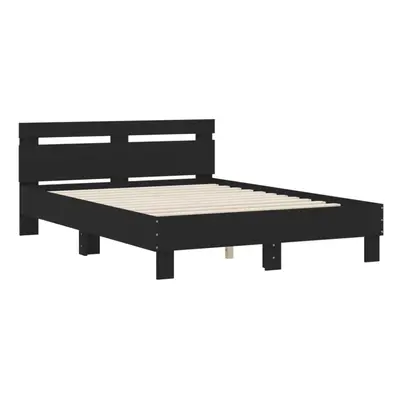 (black, x cm) vidaXL Bed Frame with Headboard Bed Base Mattress Foundation Engineered Wood