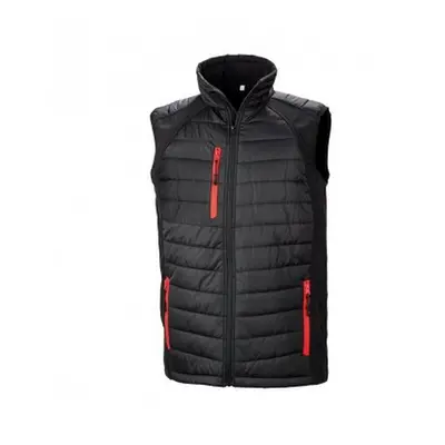 (2XL, Black/Red) Result Mens Black Compass Padded Soft Shell Gilet